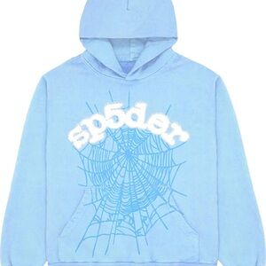 Brand new sp5der hoodie young thugs brand men’s medium sky blue